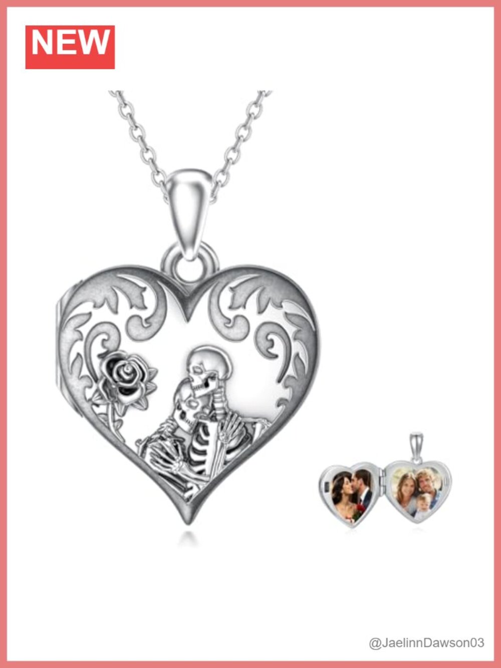 925 Sterling Silver Oxidized Heart Locket Necklace Holds 2 Pictures
